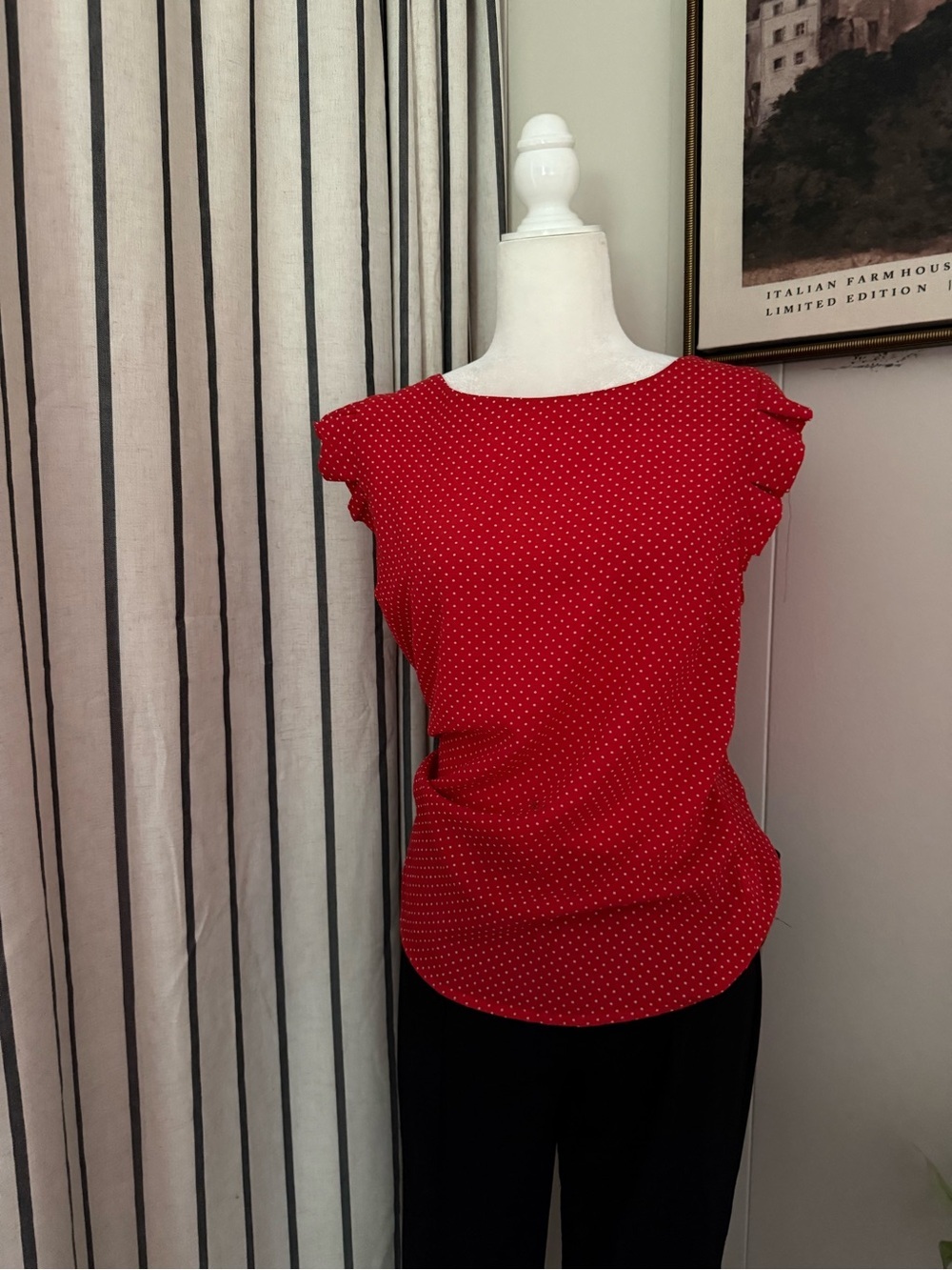 Red Polka Dot Cap Sleeve Top - Women